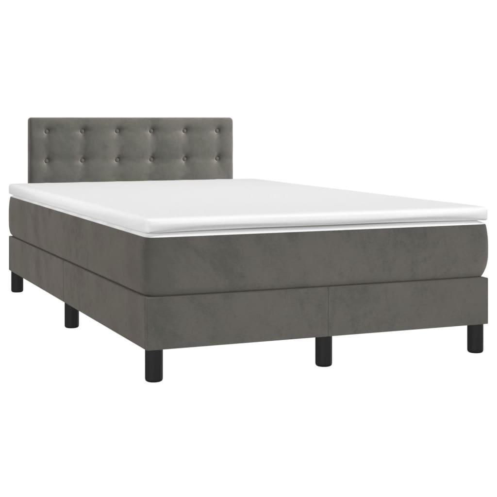 Pat box spring cu saltea, gri închis, 120x200 cm, catifea GartenMobel Dekor