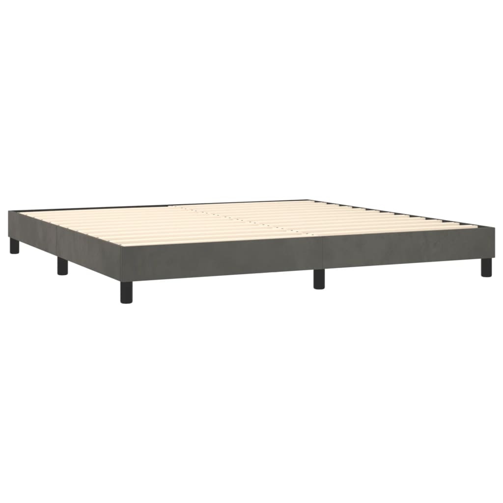 Pat box spring cu saltea, gri închis, 200x200 cm, catifea GartenMobel Dekor