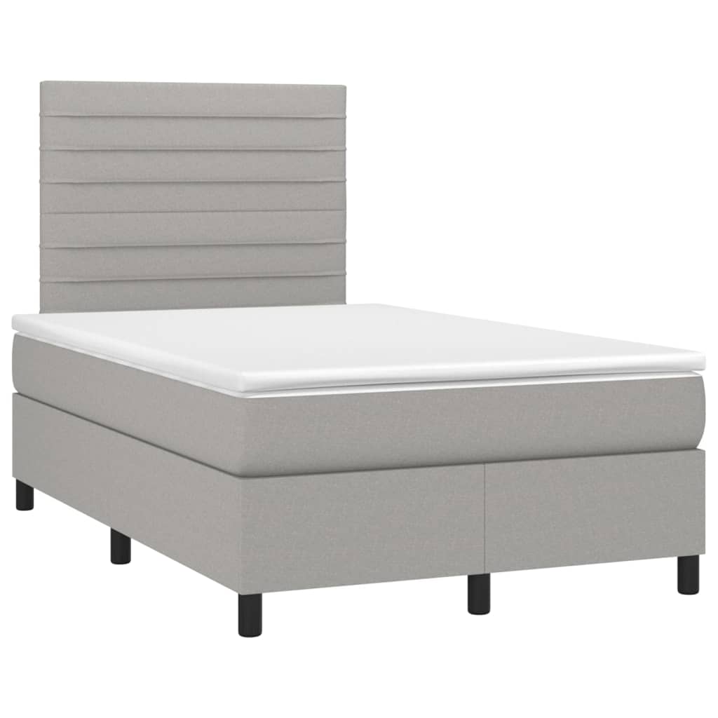 Pat box spring cu saltea, gri deschis, 120x200 cm, textil GartenMobel Dekor