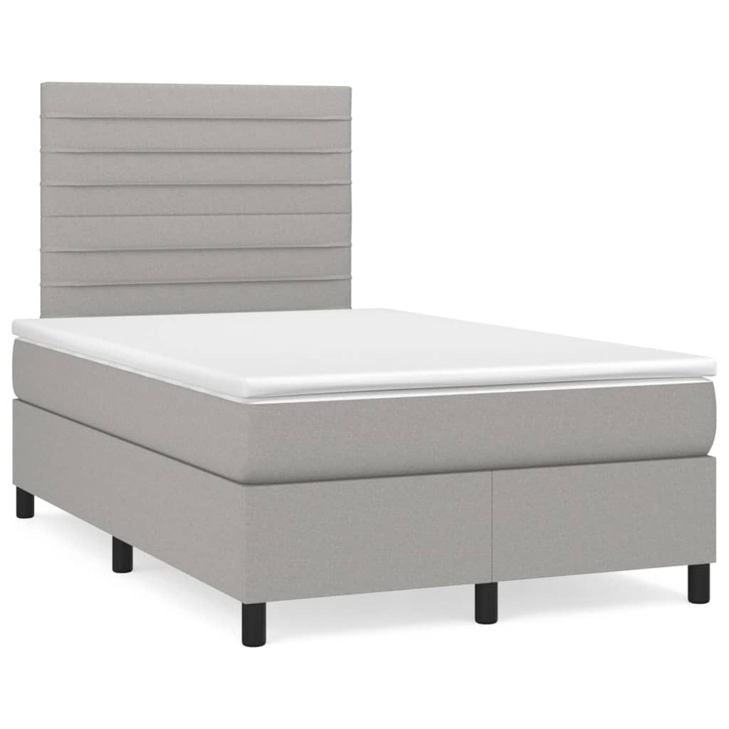Pat box spring cu saltea, gri deschis, 120x200 cm, textil GartenMobel Dekor