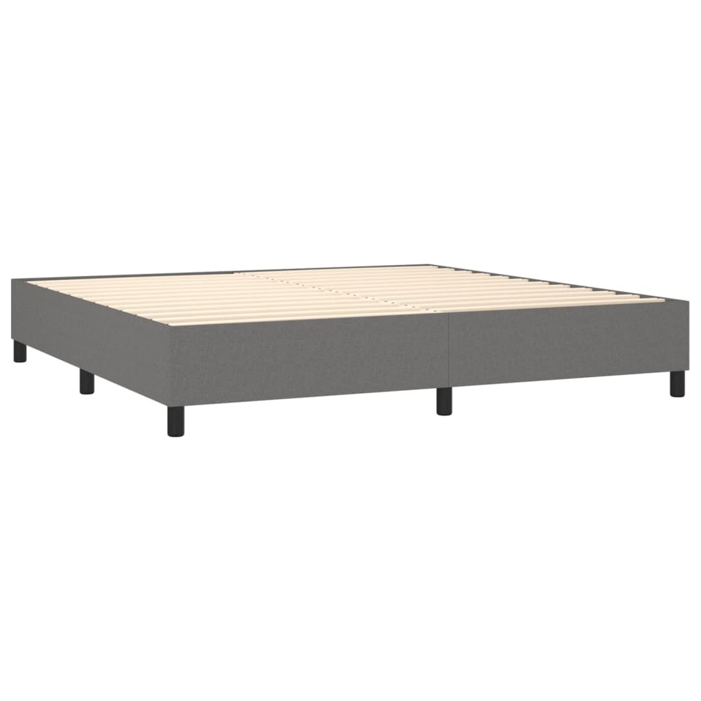 Pat box spring cu saltea, gri închis, 200x200 cm, textil GartenMobel Dekor
