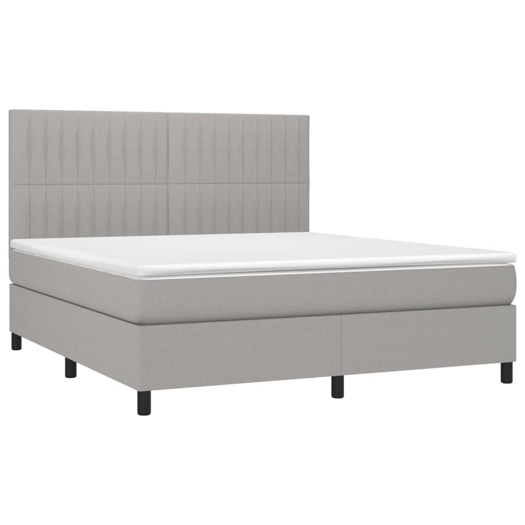 Pat continental cu saltea, gri deschis, 160x200 cm, textil GartenMobel Dekor