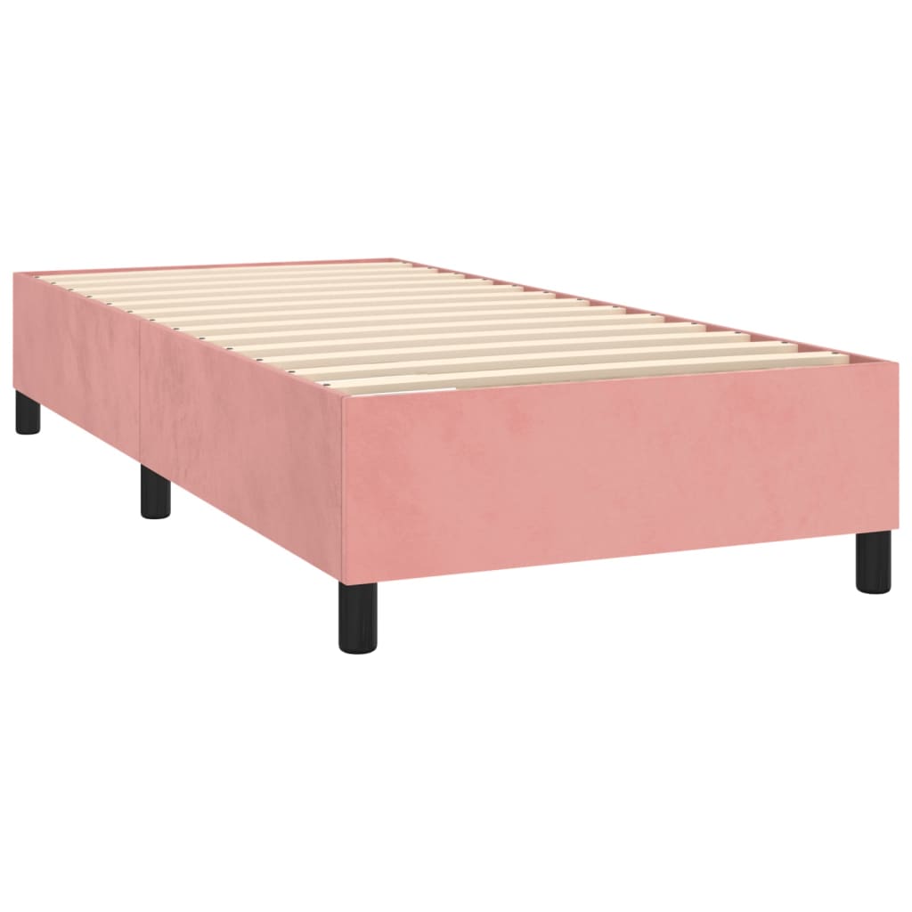 Pat box spring cu saltea, roz, 100x200 cm, catifea GartenMobel Dekor
