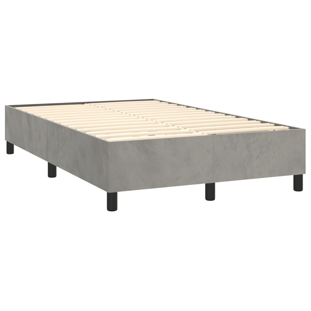 Pat box spring cu saltea, gri deschis, 120x200 cm, catifea GartenMobel Dekor