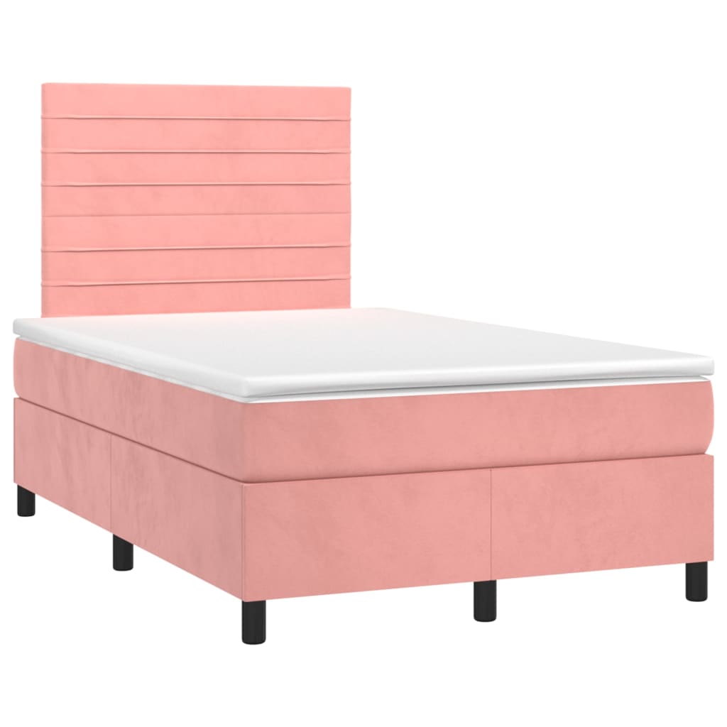 Pat box spring cu saltea, roz, 120x200 cm, catifea GartenMobel Dekor