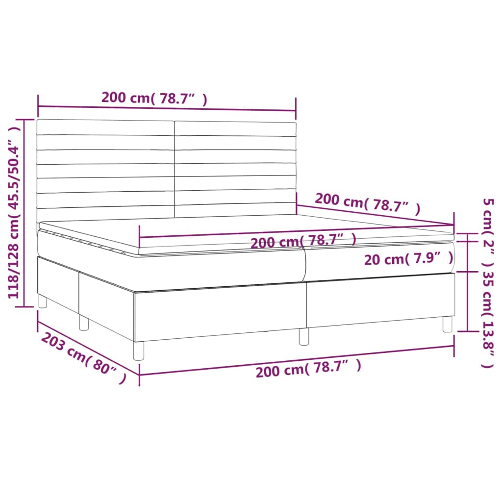 Pat box spring cu saltea, albastru închis, 200x200 cm, catifea GartenMobel Dekor