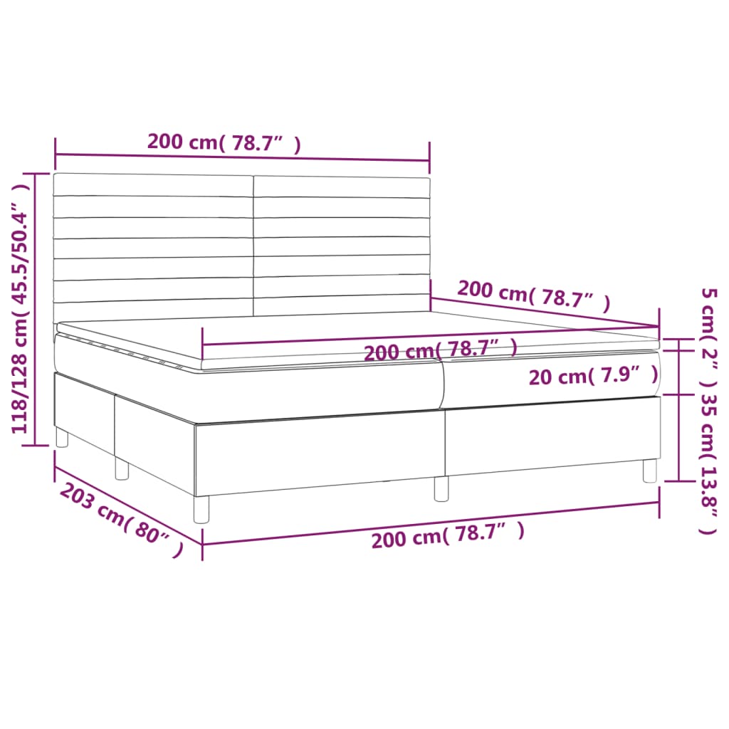 Pat box spring cu saltea, negru, 200x200 cm, catifea GartenMobel Dekor