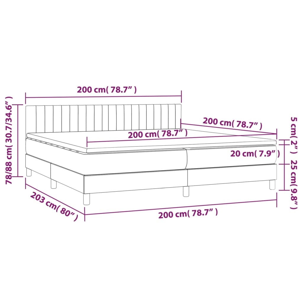 Pat box spring cu saltea, negru, 200x200 cm, catifea GartenMobel Dekor
