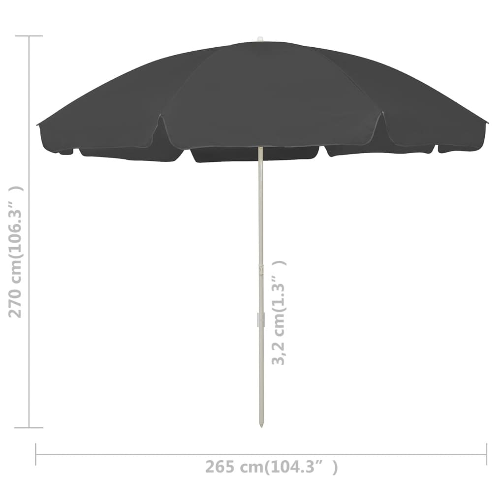 Umbrelă de plajă, antracit, 300 cm GartenMobel Dekor