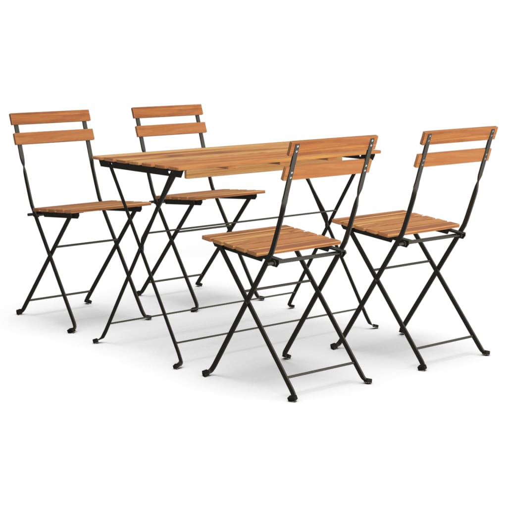 Set de bistro pliabil, 5 piese, lemn masiv de acacia și oțel GartenMobel Dekor
