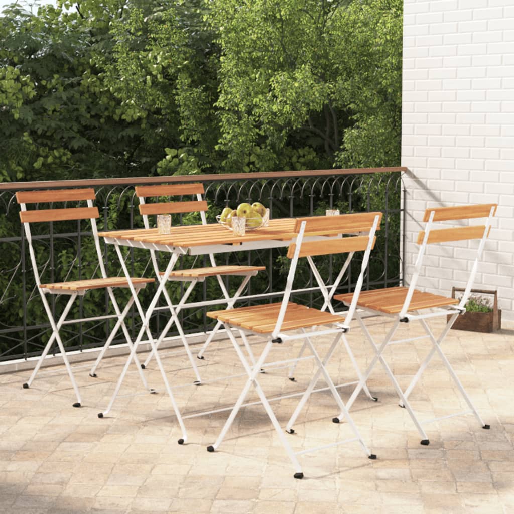 Set de bistro pliabil, 5 piese, lemn masiv de acacia și oțel GartenMobel Dekor