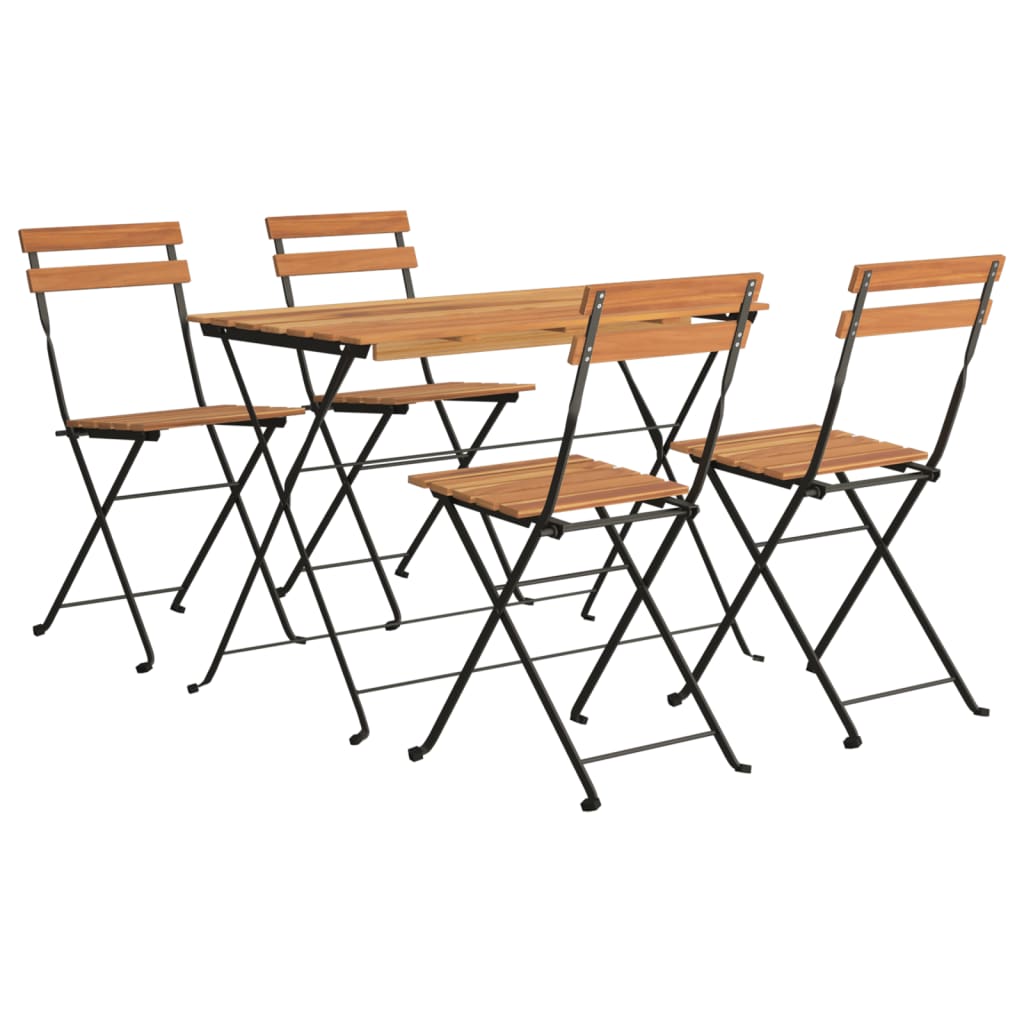 Set de bistro pliabil, 5 piese, lemn masiv de acacia și oțel GartenMobel Dekor