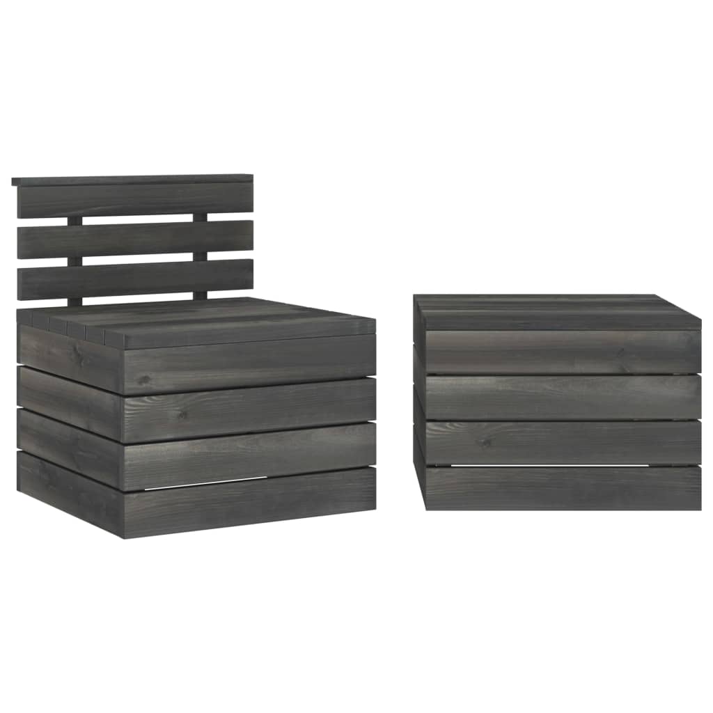 Set mobilier grădină din paleți, 2 piese, gri închis, lemn pin GartenMobel Dekor
