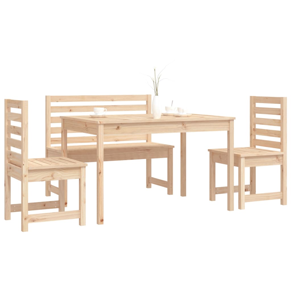 Set de dining pentru grădină, 4 piese, lemn masiv de pin GartenMobel Dekor