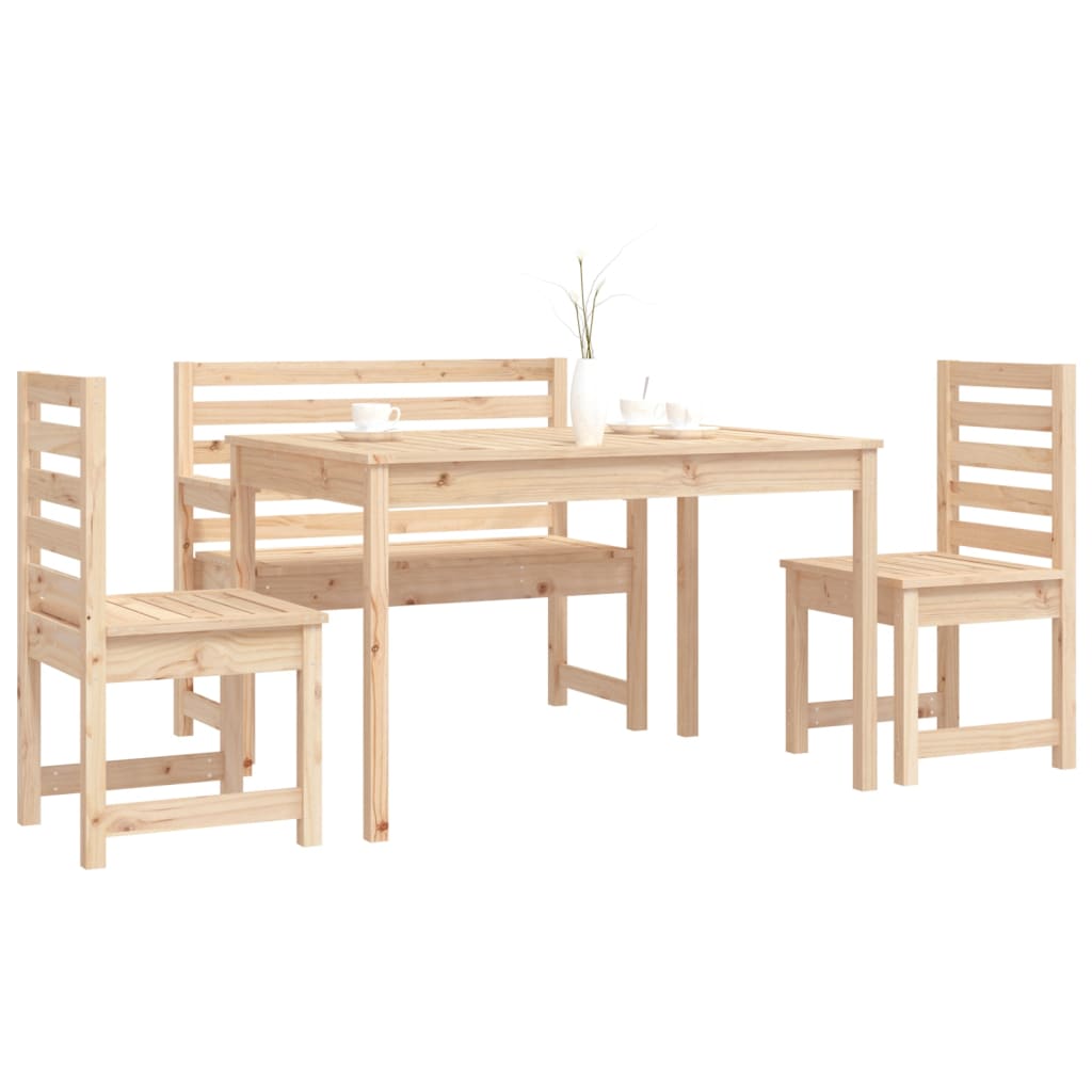 Set de dining pentru grădină, 4 piese, lemn masiv de pin GartenMobel Dekor