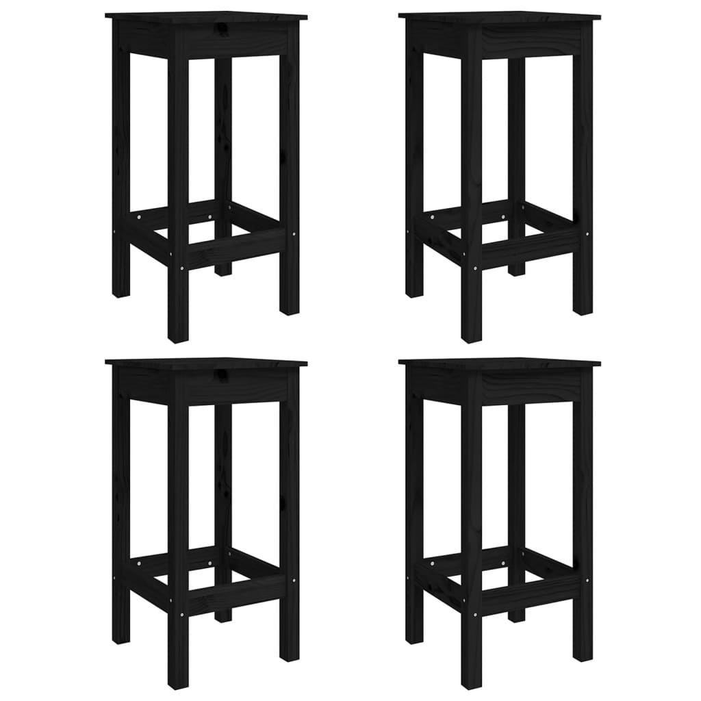 Set mobilier bar de grădină, 5 piese, negru, lemn masiv de pin GartenMobel Dekor