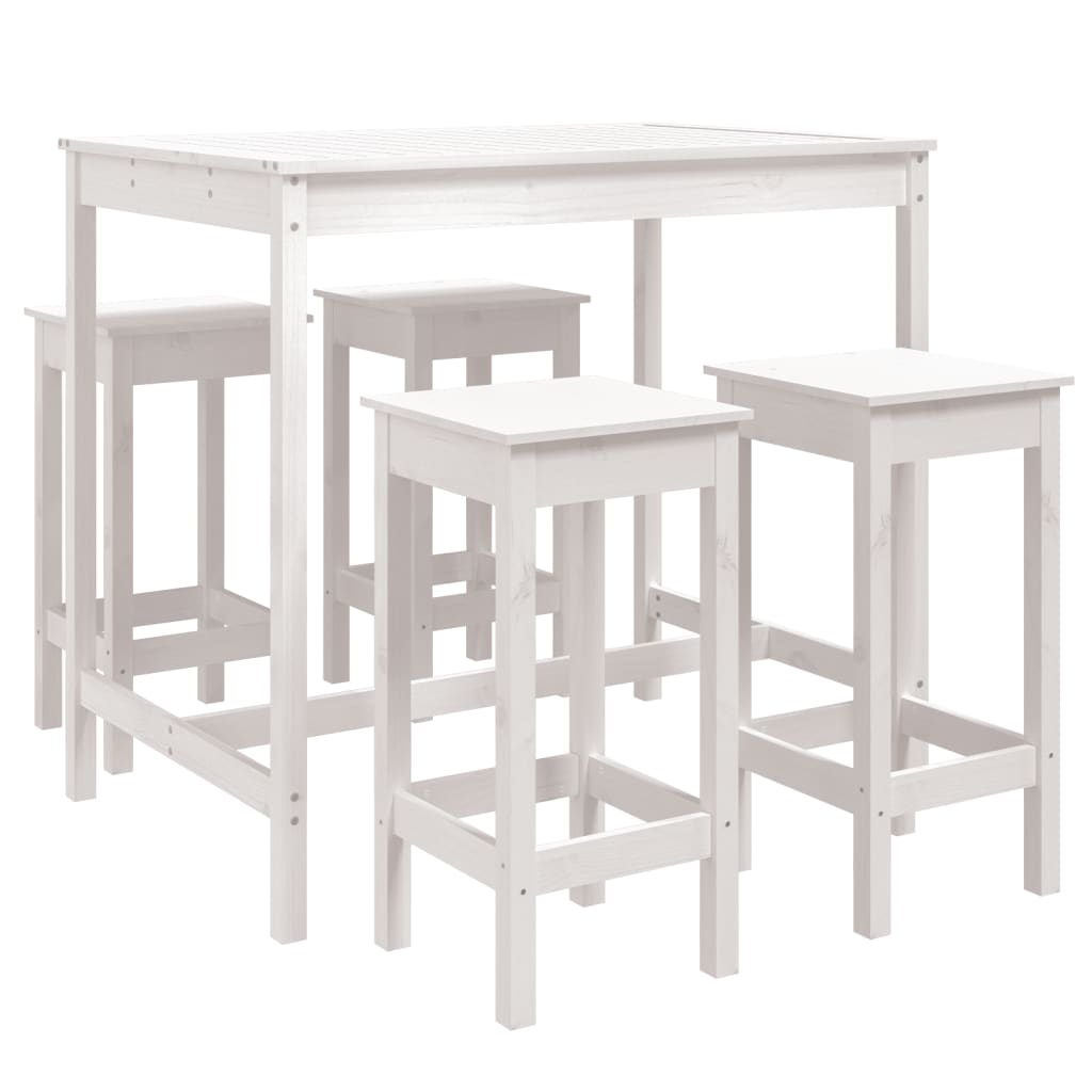 Set mobilier de bar pentru grădină, 5 piese,alb, lemn masiv pin GartenMobel Dekor