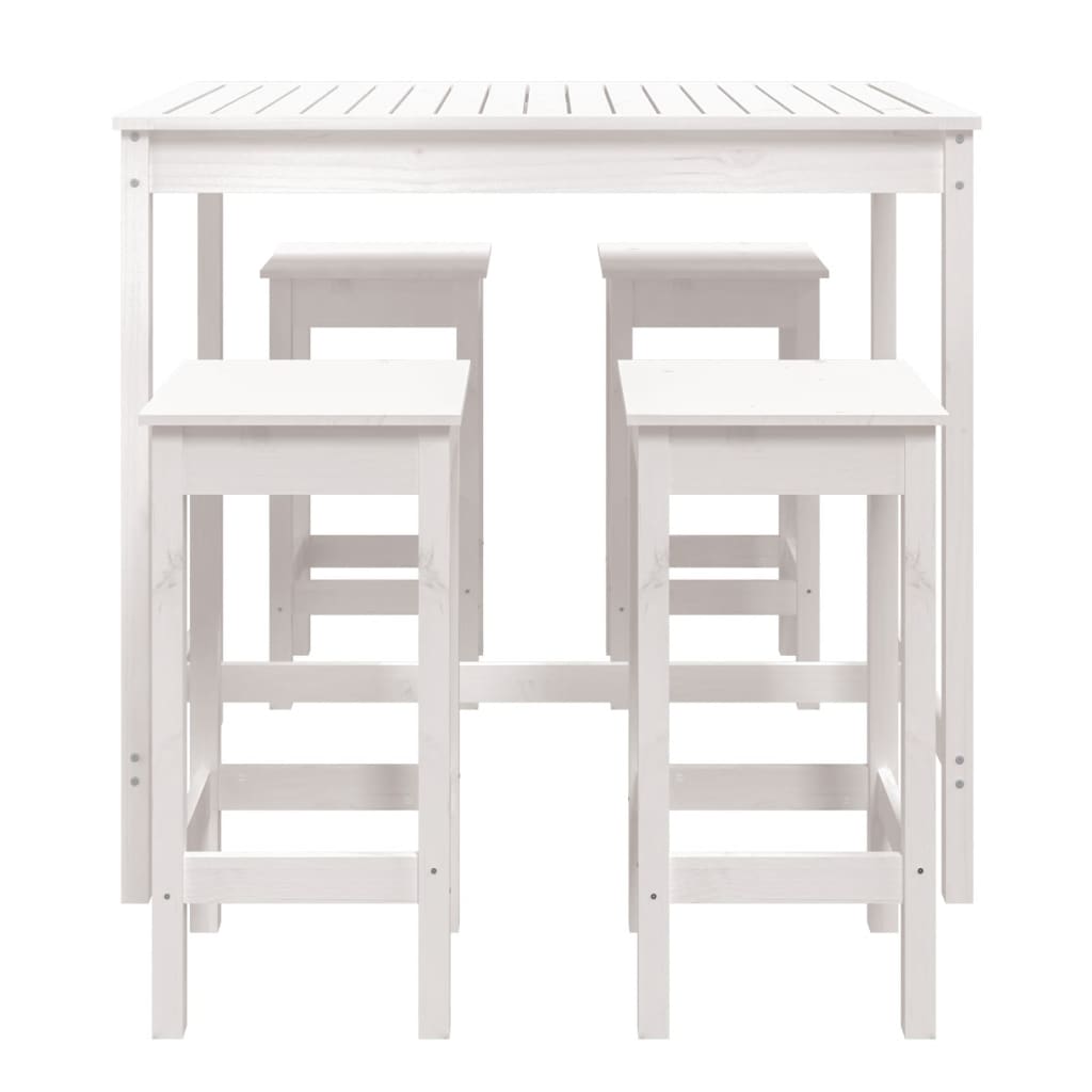 Set mobilier de bar pentru grădină, 5 piese,alb, lemn masiv pin GartenMobel Dekor