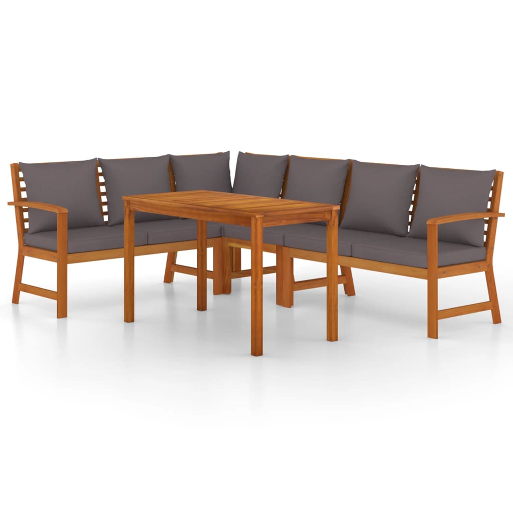 Set mobilier de grădină cu perne, 5 piese, lemn masiv de acacia GartenMobel Dekor