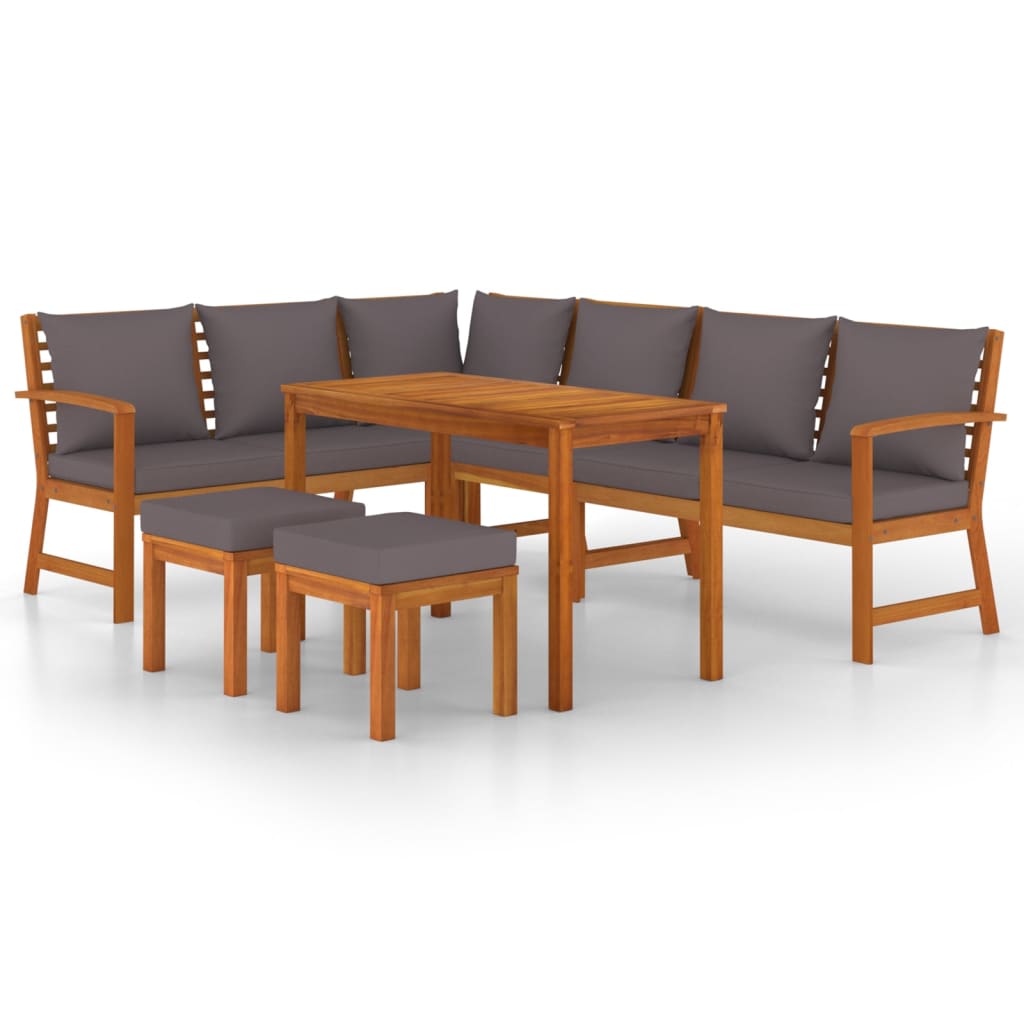 Set mobilier de grădină cu perne, 7 piese, lemn masiv de acacia GartenMobel Dekor