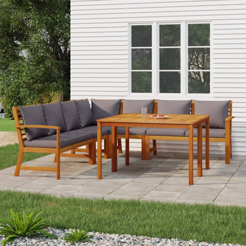 Set mobilier de grădină cu perne, 7 piese, lemn masiv de acacia GartenMobel Dekor