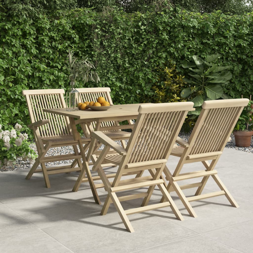 Set mobilier de grădină, 5 piese, gri, lemn masiv de tec GartenMobel Dekor