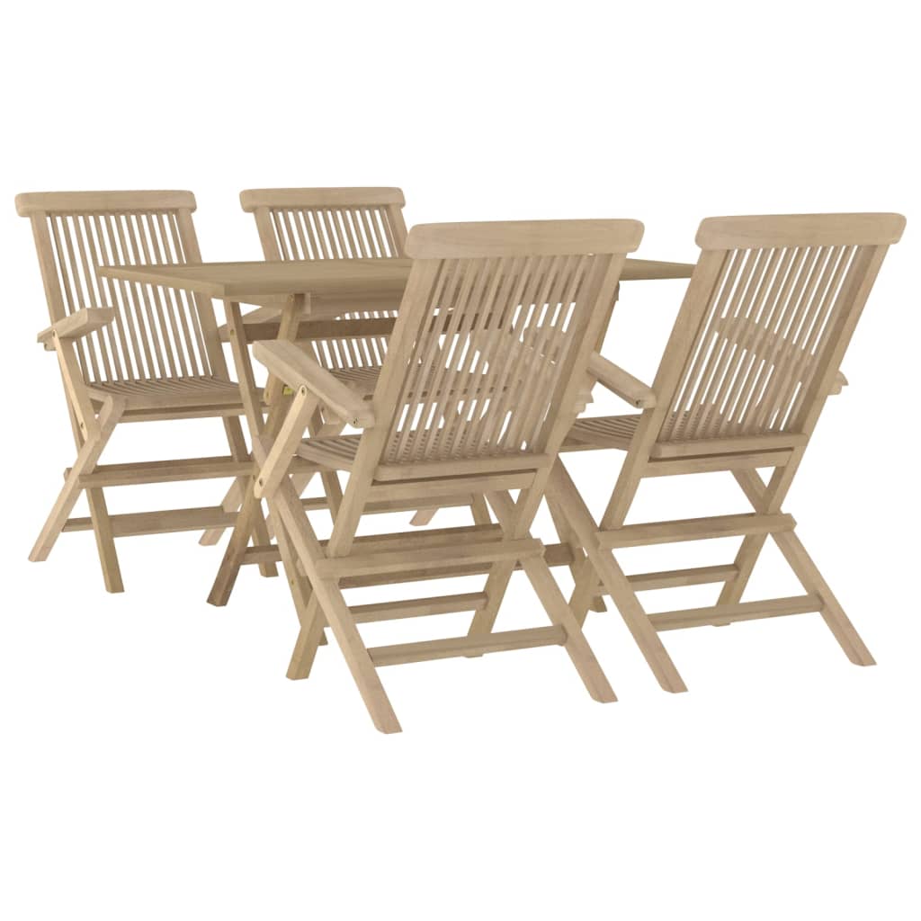 Set mobilier de grădină, 5 piese, gri, lemn masiv de tec GartenMobel Dekor