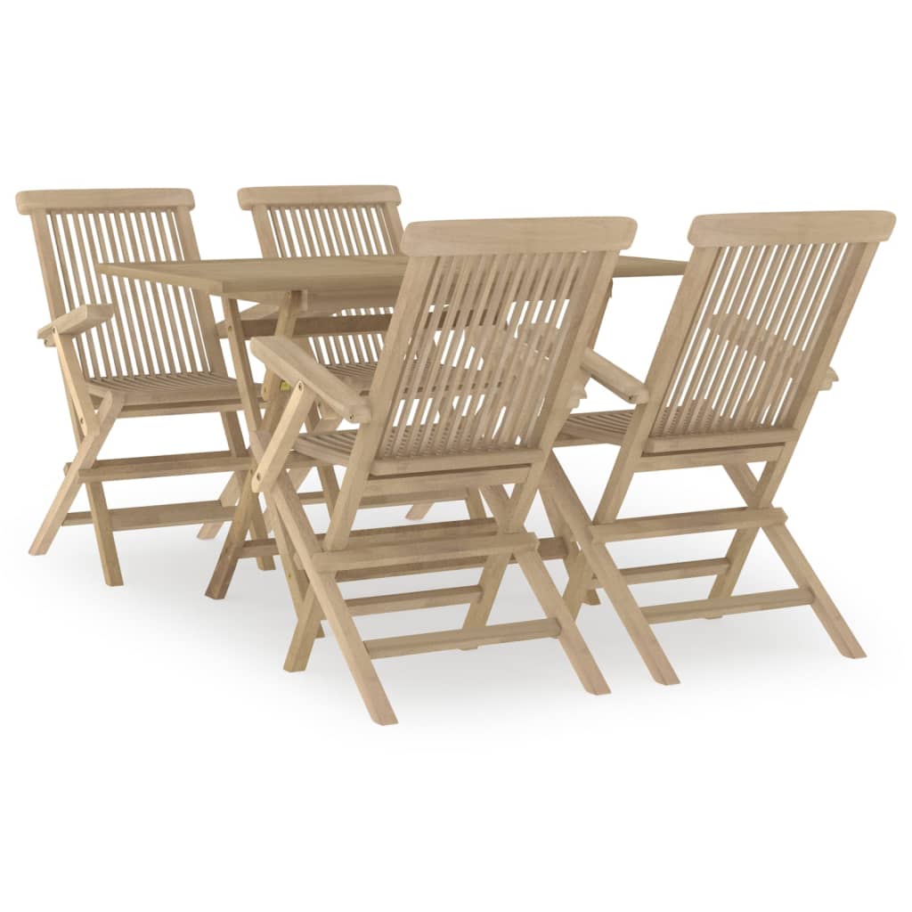 Set mobilier de grădină, 5 piese, gri, lemn masiv de tec GartenMobel Dekor