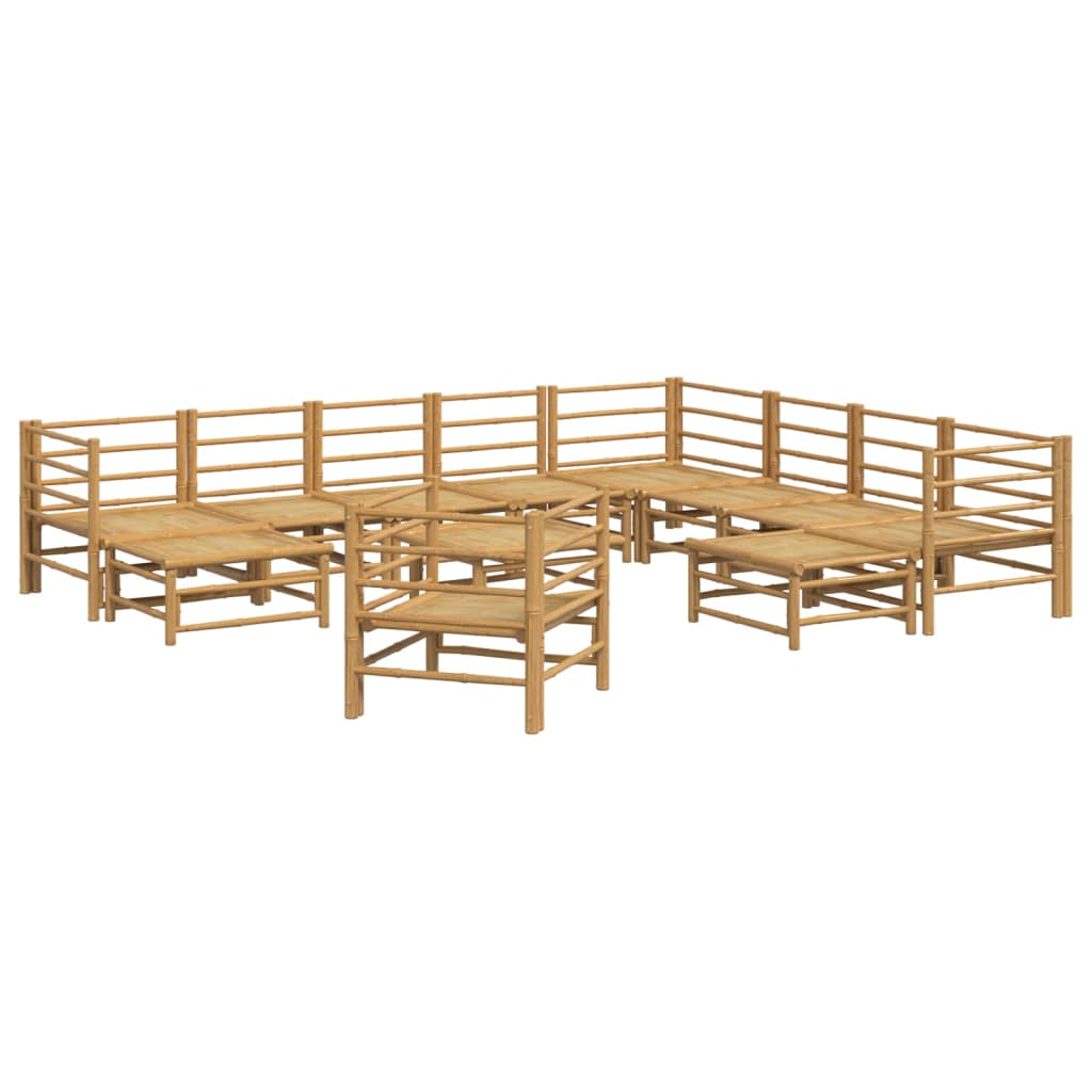 Set mobilier de grădină cu perne gri deschis, 12 piese, bambus GartenMobel Dekor
