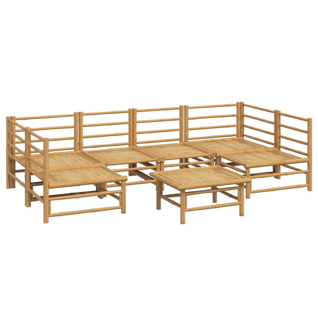 Set mobilier de grădină cu perne gri deschis, 7 piese, bambus GartenMobel Dekor