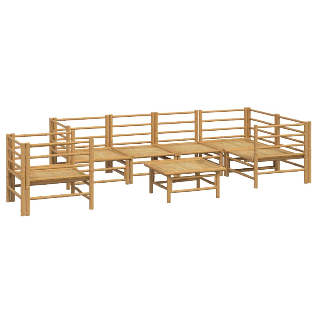 Set mobilier de grădină cu perne gri deschis, 7 piese, bambus GartenMobel Dekor