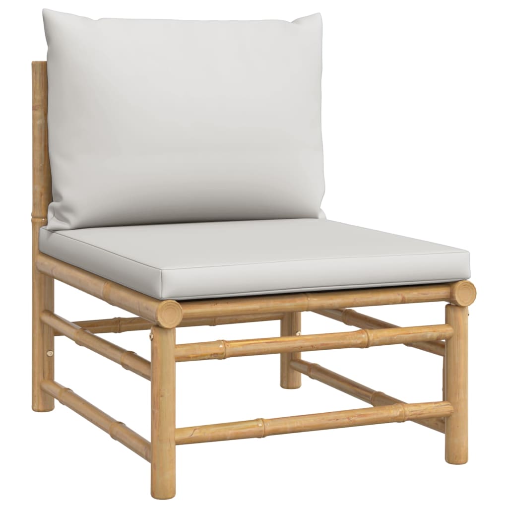 Set mobilier de grădină cu perne gri deschis, 8 piese, bambus GartenMobel Dekor