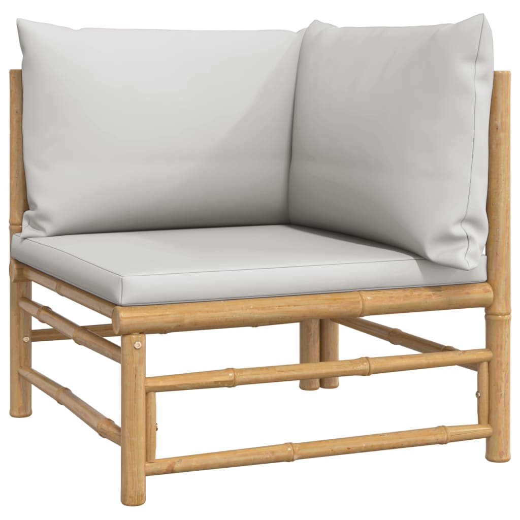 Set mobilier de grădină cu perne gri deschis, 8 piese, bambus GartenMobel Dekor