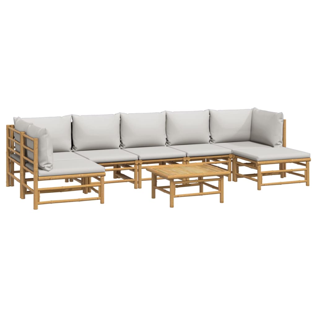 Set mobilier de grădină cu perne gri deschis, 8 piese, bambus GartenMobel Dekor