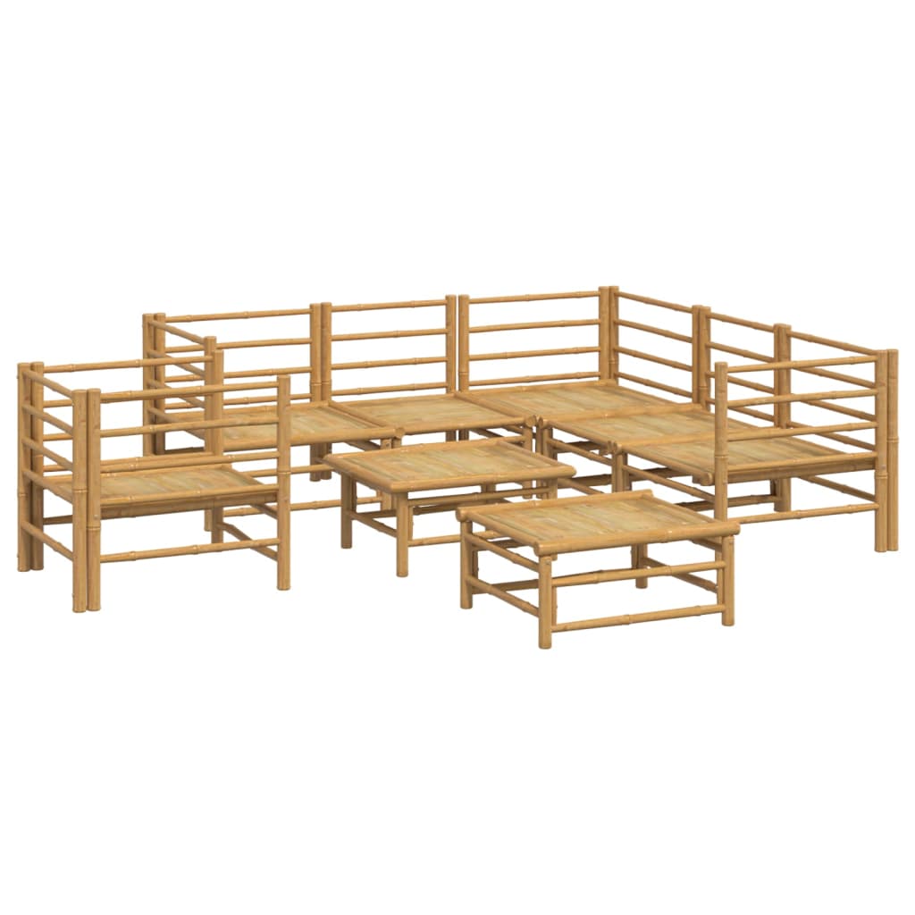 Set mobilier de grădină cu perne gri deschis, 8 piese, bambus GartenMobel Dekor