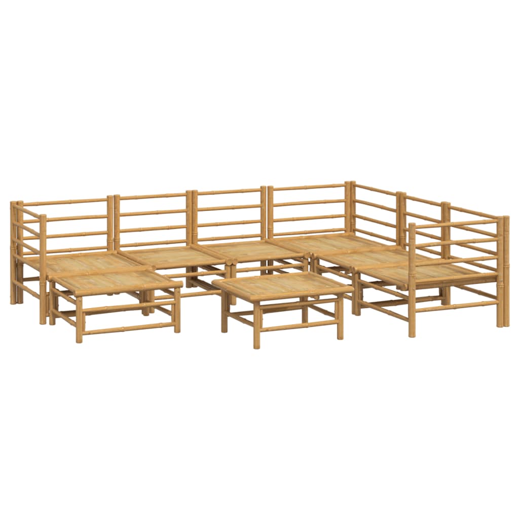 Set mobilier de grădină cu perne gri deschis, 8 piese, bambus GartenMobel Dekor