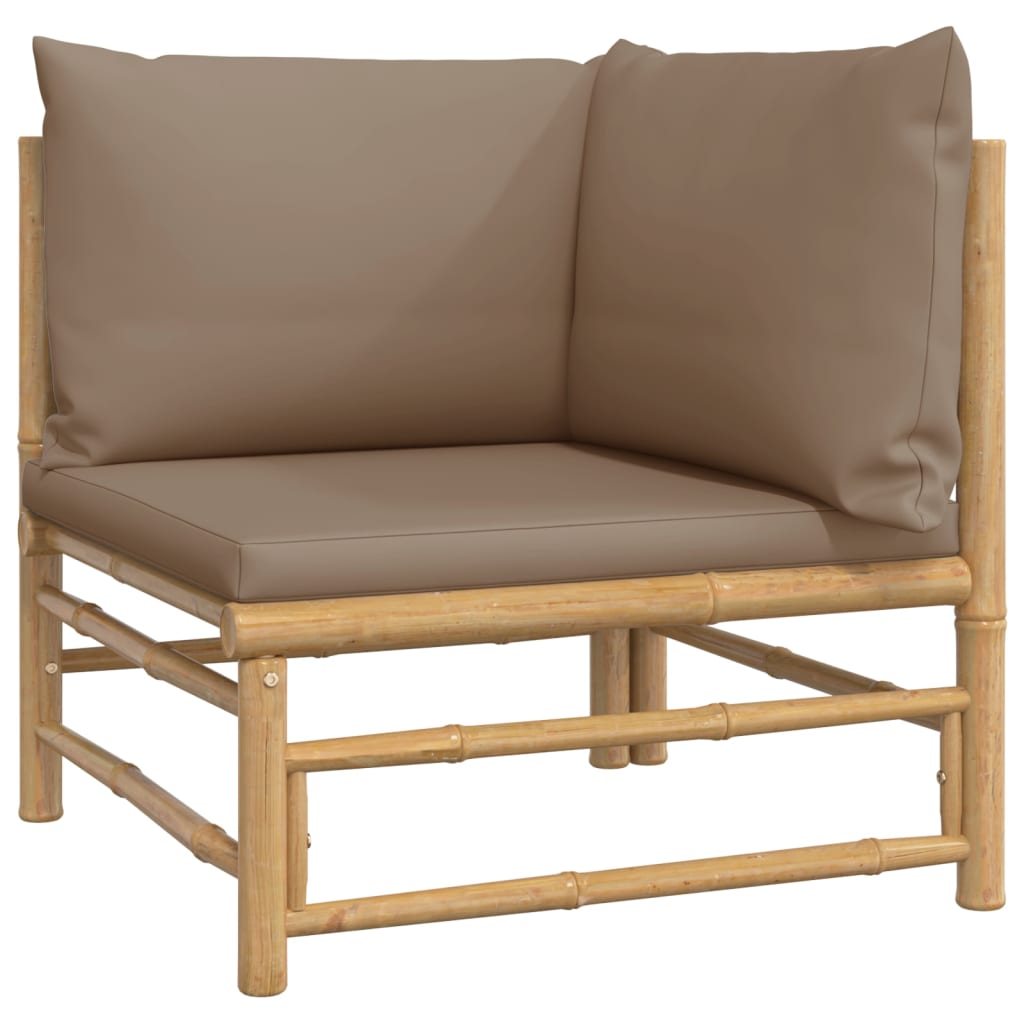 Set mobilier de grădină cu perne gri taupe, 3 piese, bambus GartenMobel Dekor