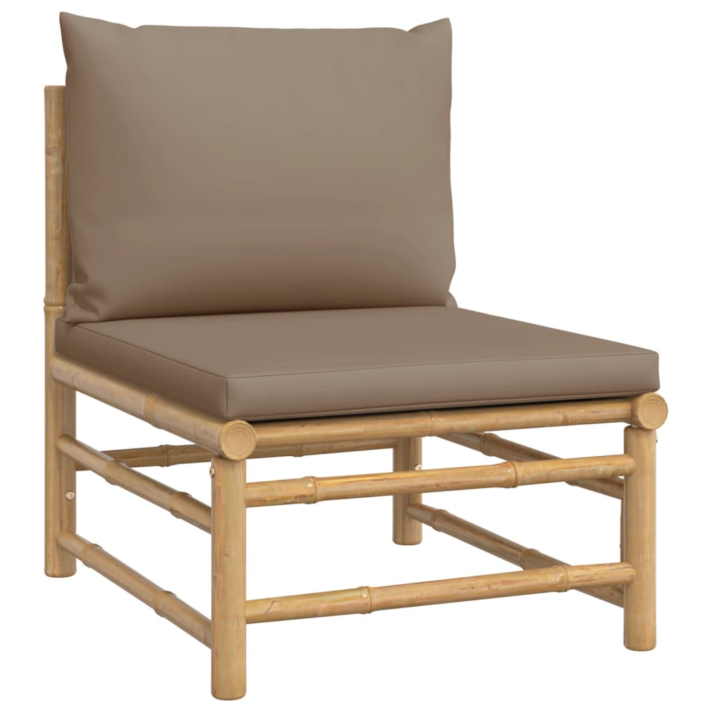 Set mobilier de grădină cu perne gri taupe, 4 piese, bambus GartenMobel Dekor