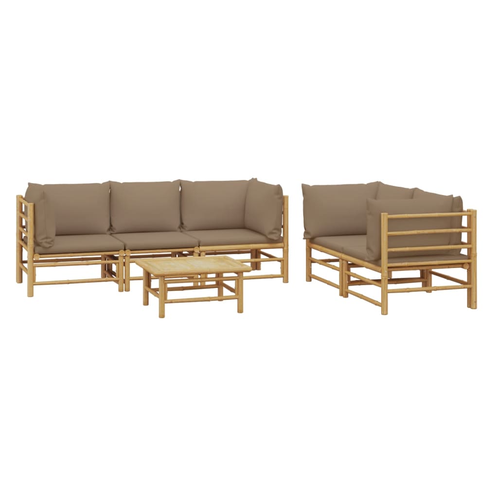 Set mobilier de grădină cu perne gri taupe, 6 piese, bambus GartenMobel Dekor