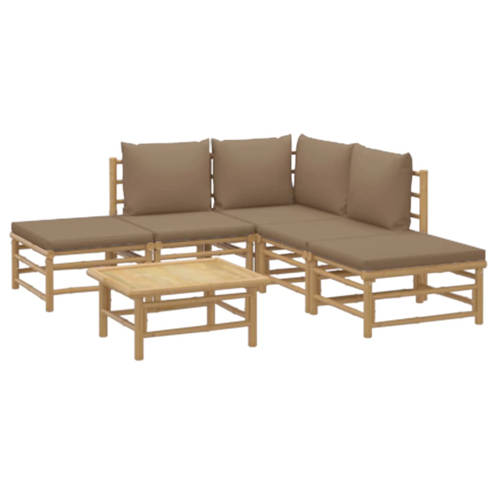 Set mobilier de grădină cu perne gri taupe, 6 piese, bambus GartenMobel Dekor