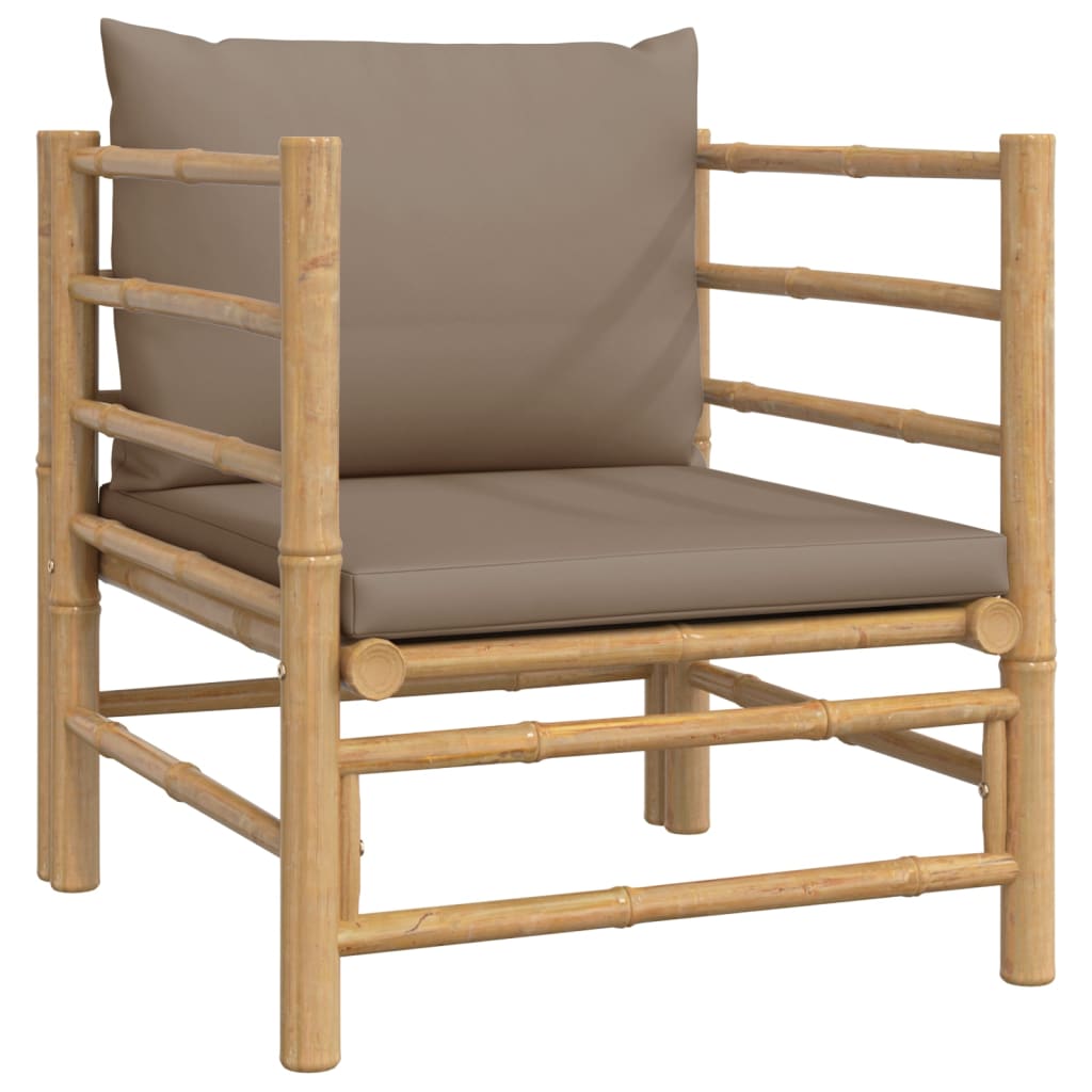 Set mobilier de grădină cu perne gri taupe, 7 piese, bambus GartenMobel Dekor