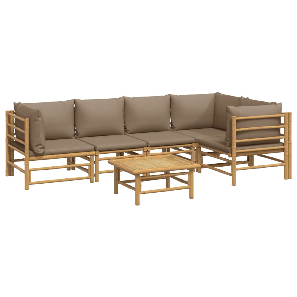 Set mobilier de grădină cu perne gri taupe, 6 piese, bambus GartenMobel Dekor