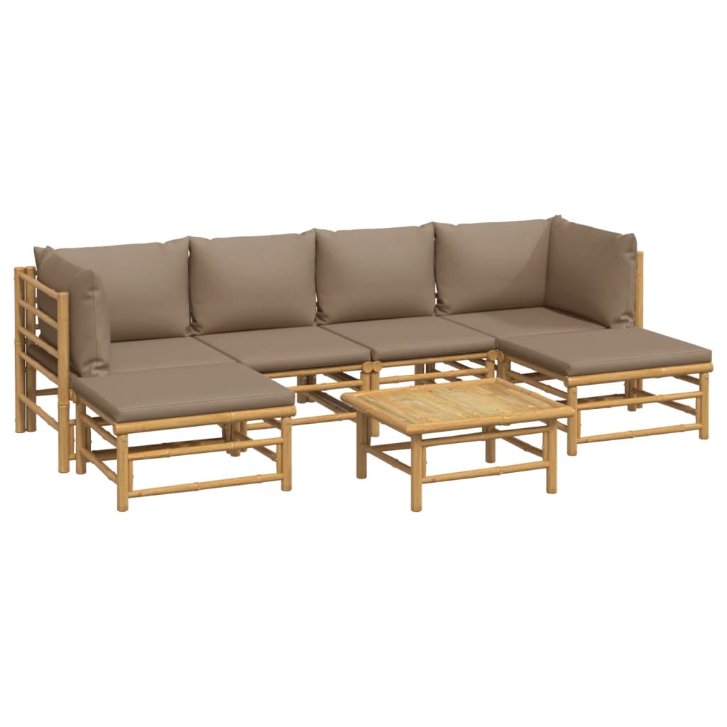 Set mobilier de grădină cu perne gri taupe, 7 piese, bambus GartenMobel Dekor