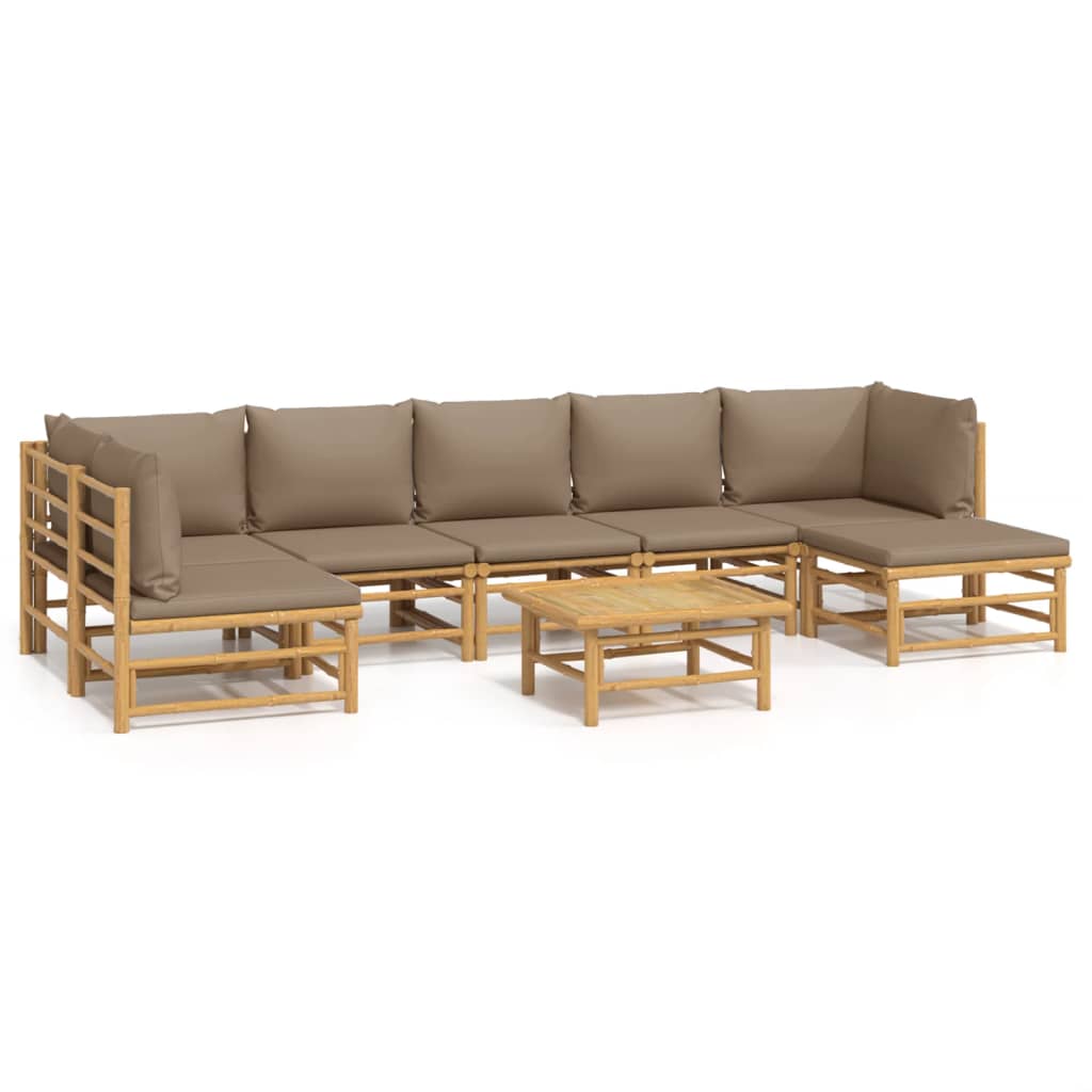 Set mobilier de grădină cu perne gri taupe, 8 piese, bambus GartenMobel Dekor