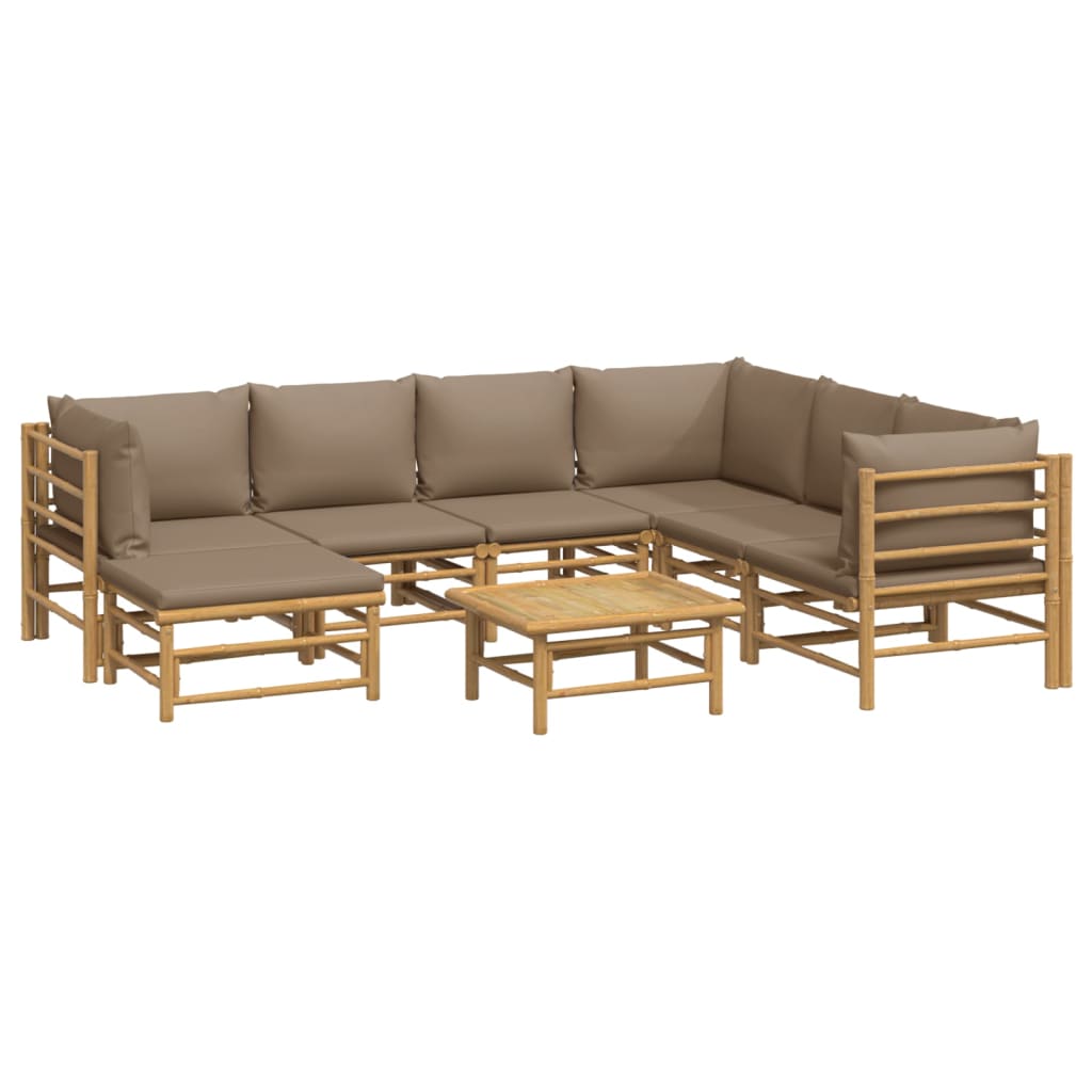 Set mobilier de grădină cu perne gri taupe, 8 piese, bambus GartenMobel Dekor