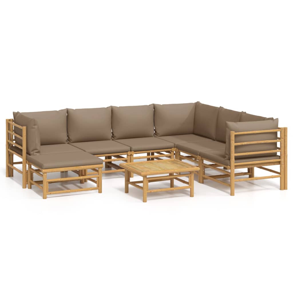Set mobilier de grădină cu perne gri taupe, 8 piese, bambus GartenMobel Dekor