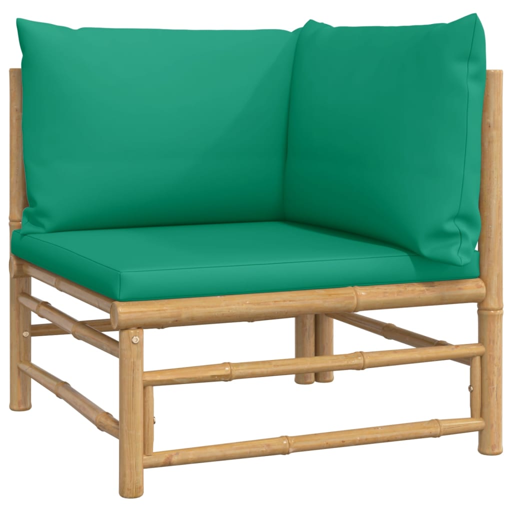 Set mobilier de grădină cu perne verzi, 3 piese, bambus GartenMobel Dekor