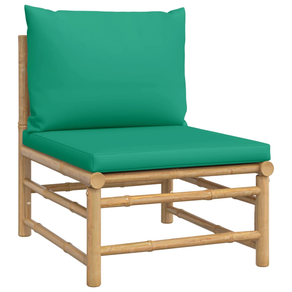 Set mobilier de grădină cu perne verzi, 3 piese, bambus GartenMobel Dekor
