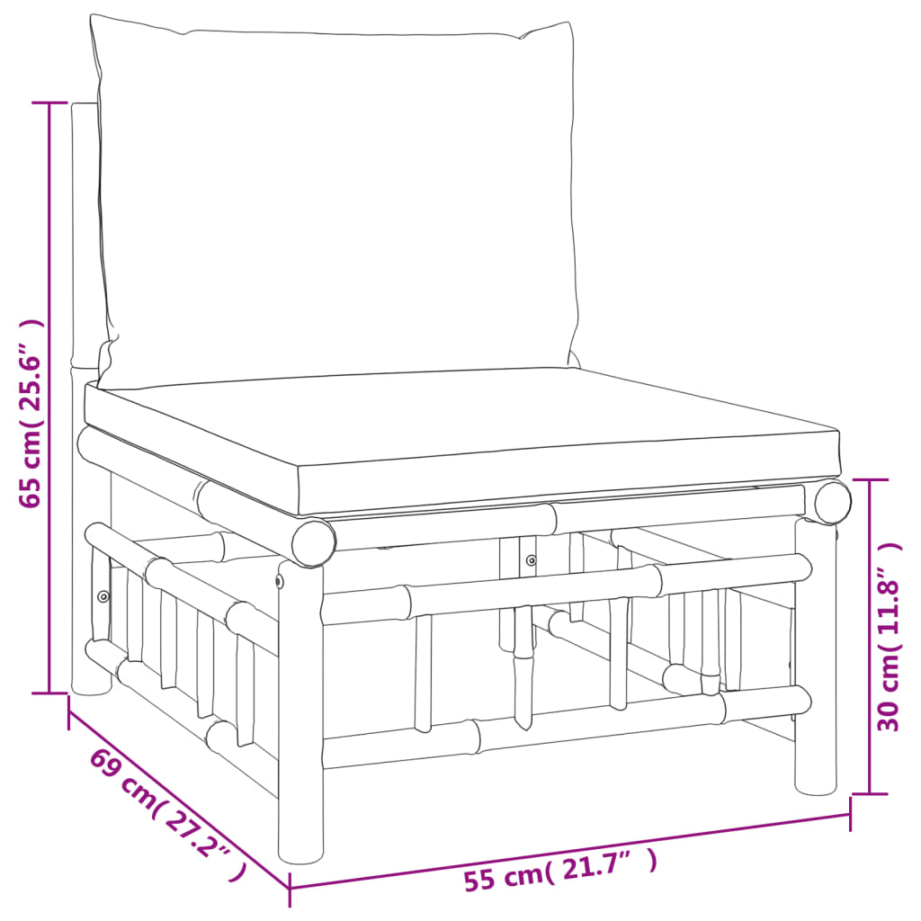 Set mobilier de grădină cu perne verzi, 3 piese, bambus GartenMobel Dekor