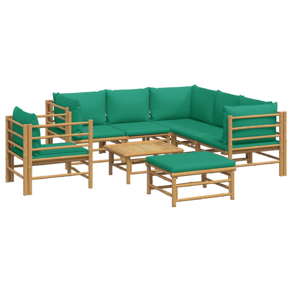 Set mobilier de grădină cu perne verzi, 8 piese, bambus GartenMobel Dekor